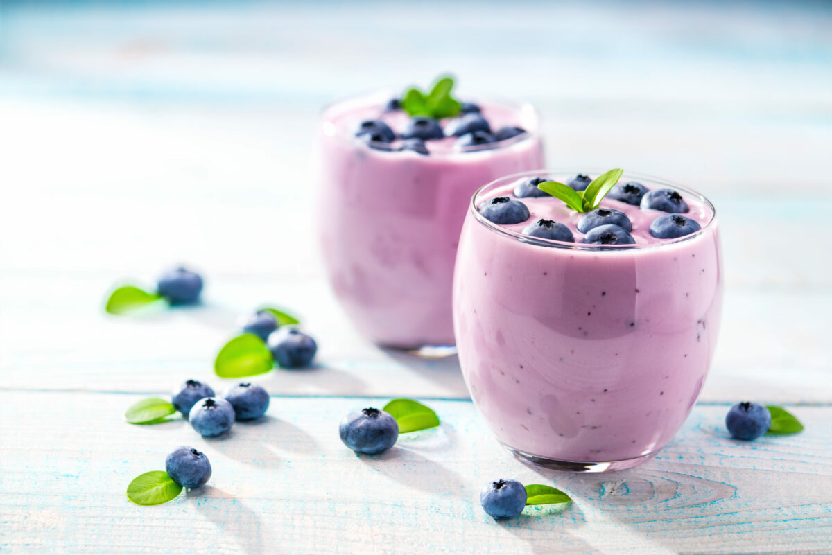 Organic smoothie with blueberries gluten-free snacks for kids